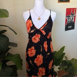 Floral Black and Orange Dress